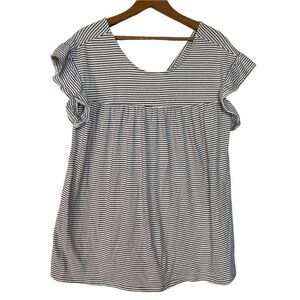 Asos Womens Striped Top Size 6 Black White Sleeveless Ruffle